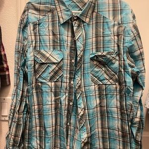 Men's Blue Plaid Shirt
